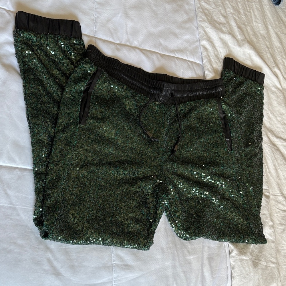 NWOT Silva Green Sequin Jogger